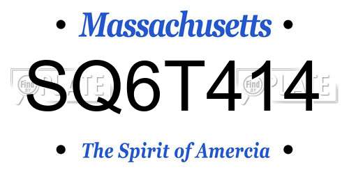 SQ6T414 Massachusetts License Plate