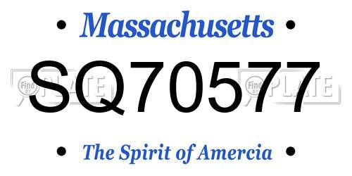 SQ70577 Massachusetts License Plate