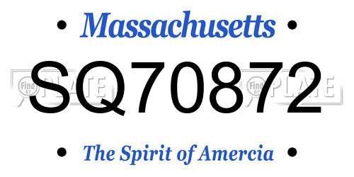 SQ70872 Massachusetts License Plate