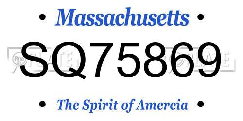 SQ75869 Massachusetts License Plate