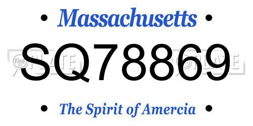 SQ78869 Massachusetts License Plate