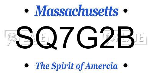 SQ7G2B Massachusetts License Plate