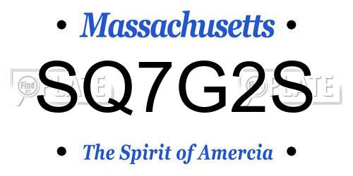 SQ7G2S Massachusetts License Plate