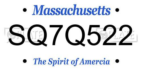 SQ7Q522 Massachusetts License Plate