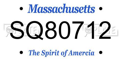 SQ80712 Massachusetts License Plate