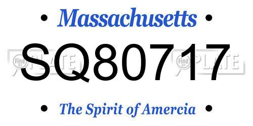 SQ80717 Massachusetts License Plate