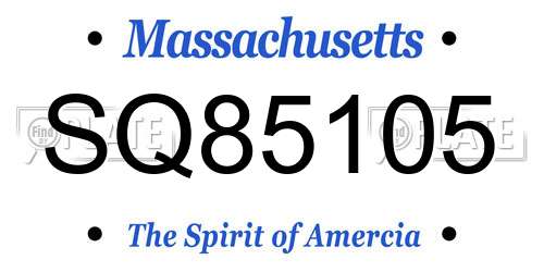 SQ85105 Massachusetts License Plate