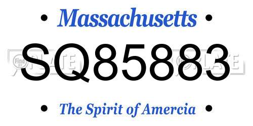 SQ85883 Massachusetts License Plate