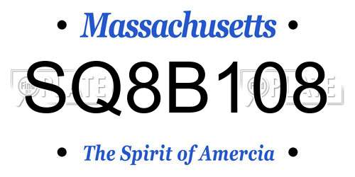 SQ8B108 Massachusetts License Plate