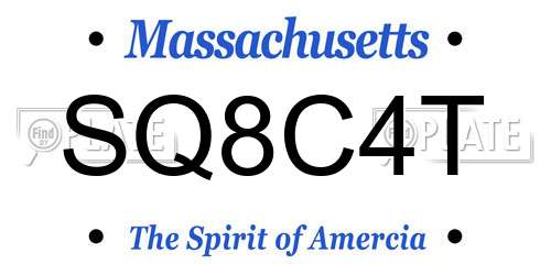 SQ8C4T Massachusetts License Plate