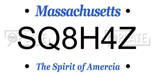 SQ8H4Z Massachusetts License Plate