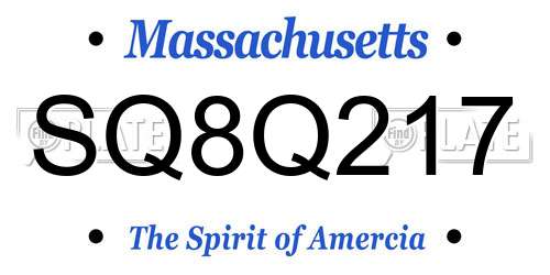 SQ8Q217 Massachusetts License Plate