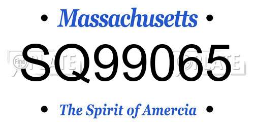 SQ99065 Massachusetts License Plate