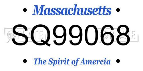 SQ99068 Massachusetts License Plate