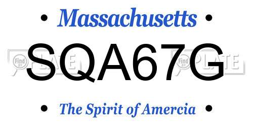 SQA67G Massachusetts License Plate