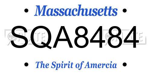 SQA8484 Massachusetts License Plate