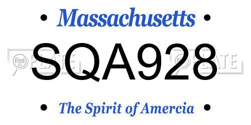 SQA928 Massachusetts License Plate