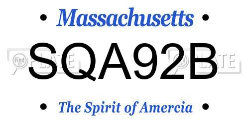SQA92B Massachusetts License Plate
