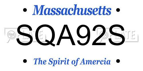 SQA92S Massachusetts License Plate