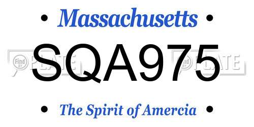 SQA975 Massachusetts License Plate