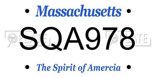 SQA978 Massachusetts License Plate