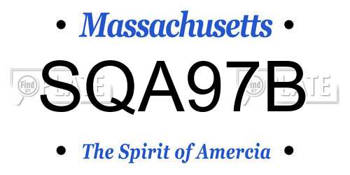SQA97B Massachusetts License Plate