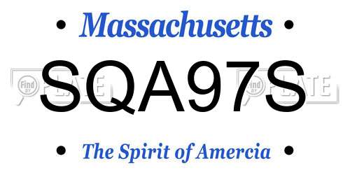 SQA97S Massachusetts License Plate