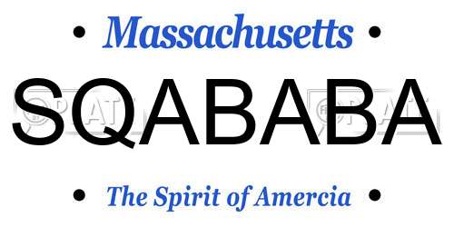 SQABABA Massachusetts License Plate