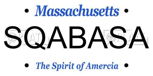 SQABASA Massachusetts License Plate