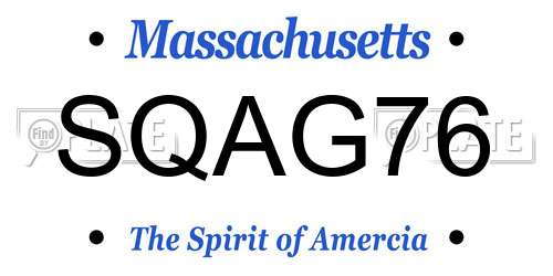 SQAG76 Massachusetts License Plate