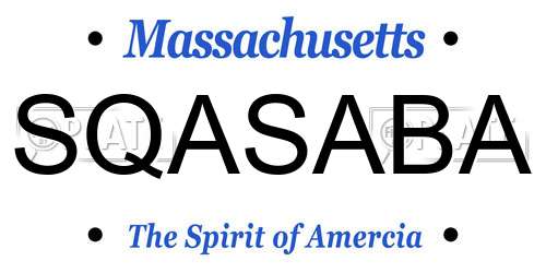 SQASABA Massachusetts License Plate