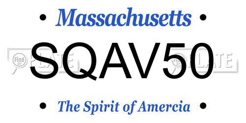 SQAV50 Massachusetts License Plate