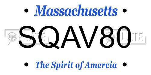 SQAV80 Massachusetts License Plate