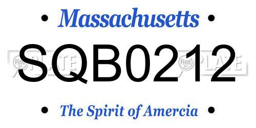 SQB0212 Massachusetts License Plate