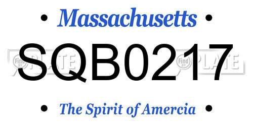 SQB0217 Massachusetts License Plate