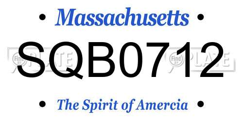 SQB0712 Massachusetts License Plate