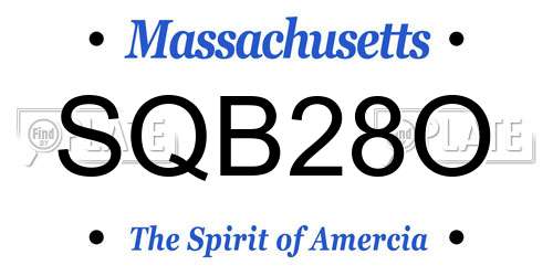 SQB28O Massachusetts License Plate