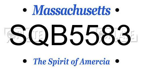 SQB5583 Massachusetts License Plate