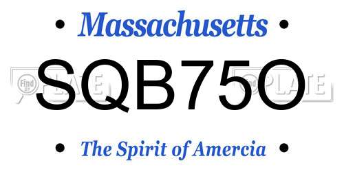 SQB75O Massachusetts License Plate