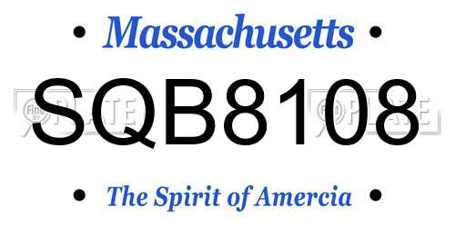SQB8108 Massachusetts License Plate