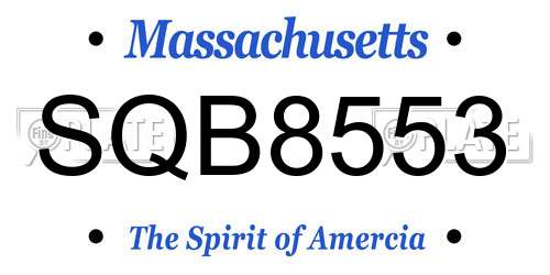 SQB8553 Massachusetts License Plate