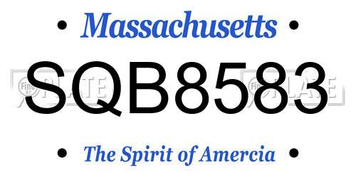 SQB8583 Massachusetts License Plate