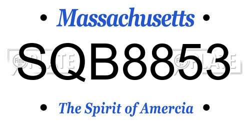 SQB8853 Massachusetts License Plate