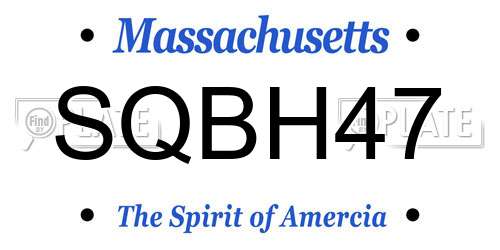 SQBH47 Massachusetts License Plate