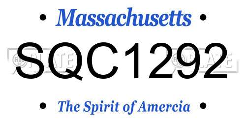 SQC1292 Massachusetts License Plate