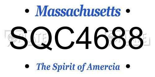 SQC4688 Massachusetts License Plate