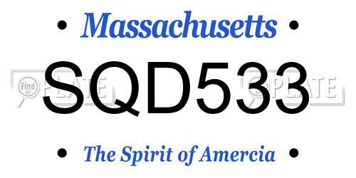 SQD533 Massachusetts License Plate