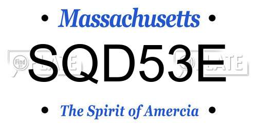 SQD53E Massachusetts License Plate