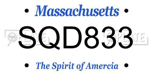 SQD833 Massachusetts License Plate