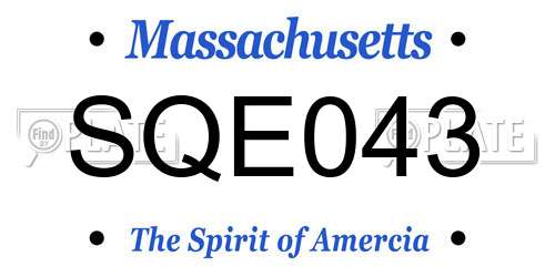 SQE043 Massachusetts License Plate